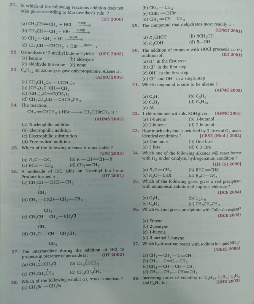 Hydrocarbons MCQs Class 11 All About Chemistry