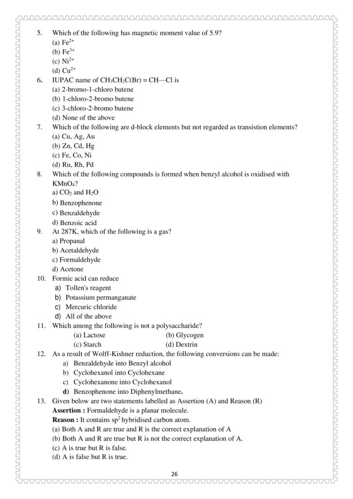 Class12 SAMPLE PAPERS 26 ALL ABOUT CHEMISTRY