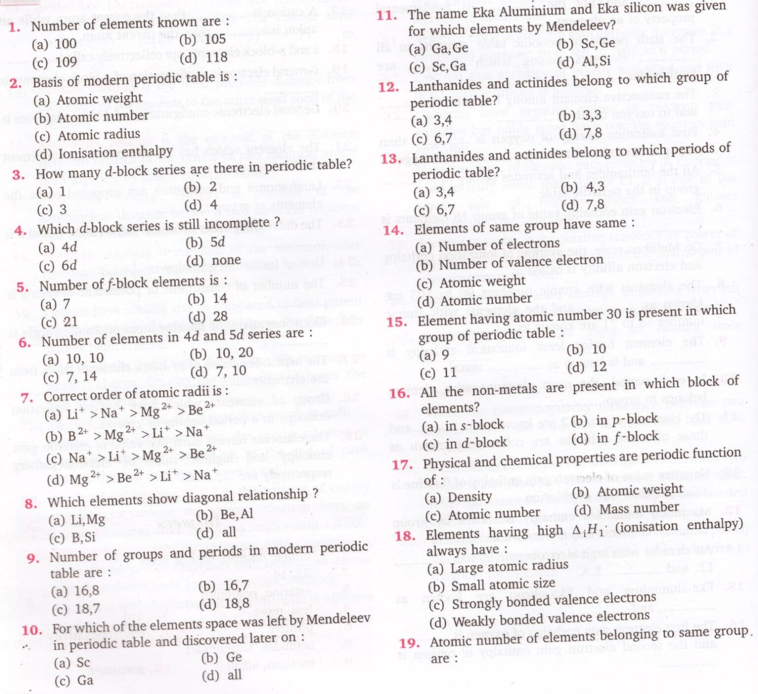 Classification of Elements and Periodicity in Properties|MCQs - All ...