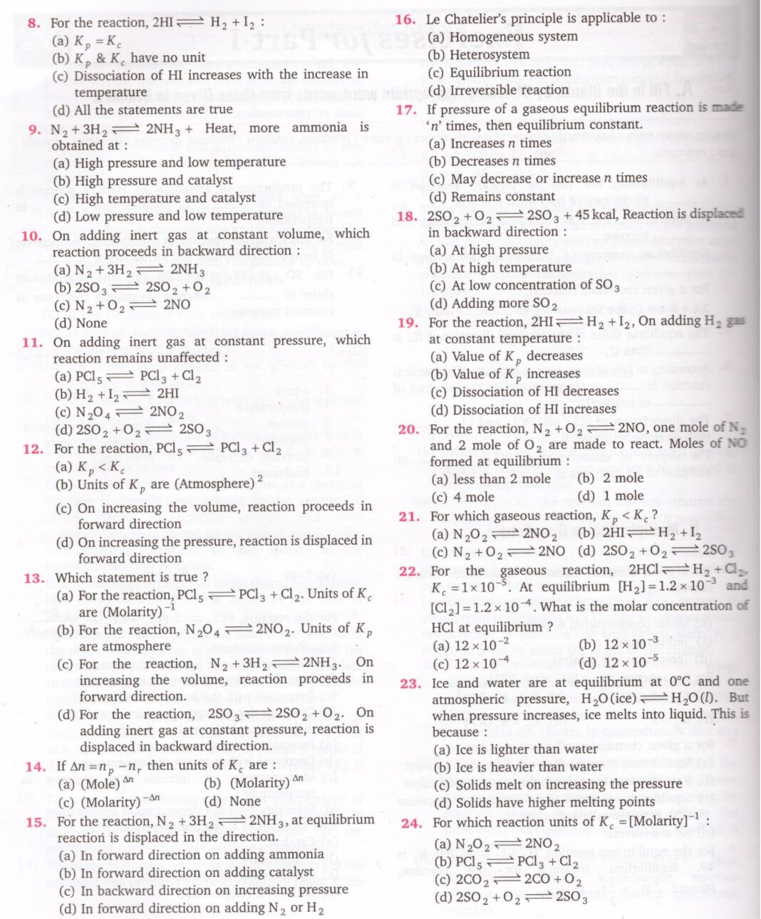 Chemical Equilibrium Class 11 Mcqs All About Chemistry