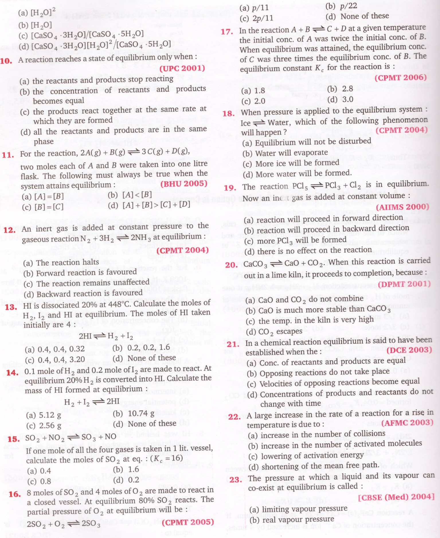 Chemical Equilibrium|MCQs|JEE|NEET - ALL ABOUT CHEMISTRY