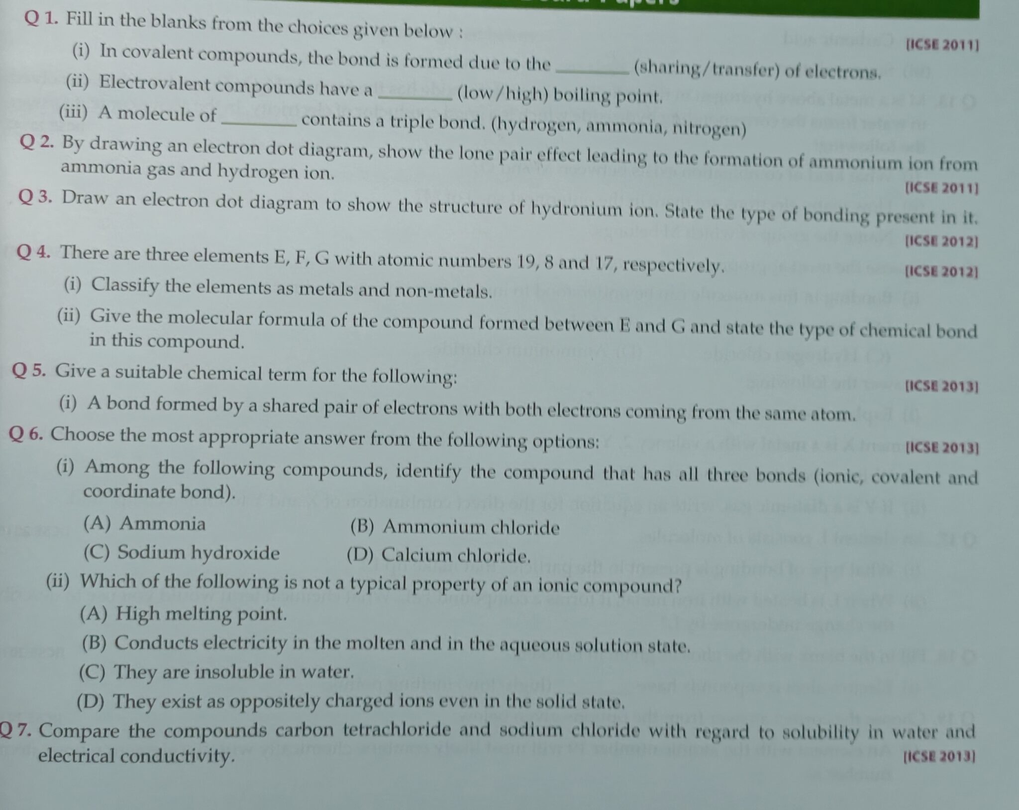 Chemical Bonding-Class 10-Practice Set - All About Chemistry